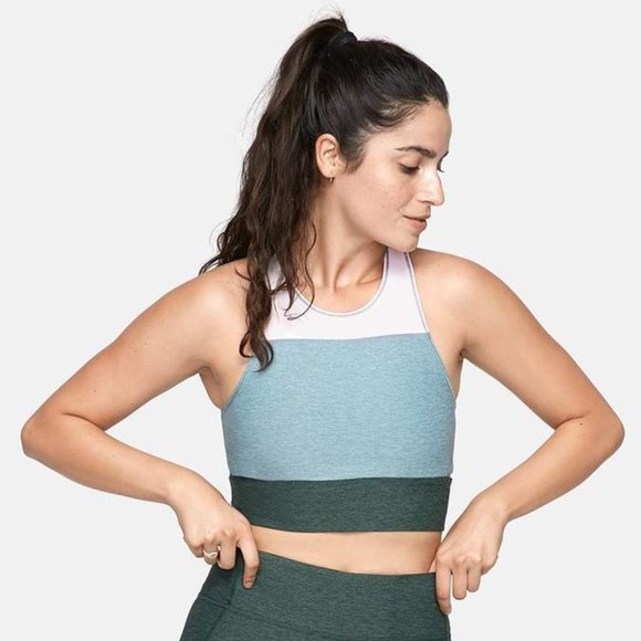 Outdoor Voices Tri Tone Slashback Crop Top - Picture 1 of 5